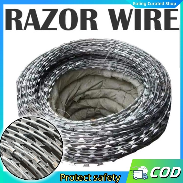 100M Steel Barbed razor Wire Prison / Galvanized / Straight Type Razor ...