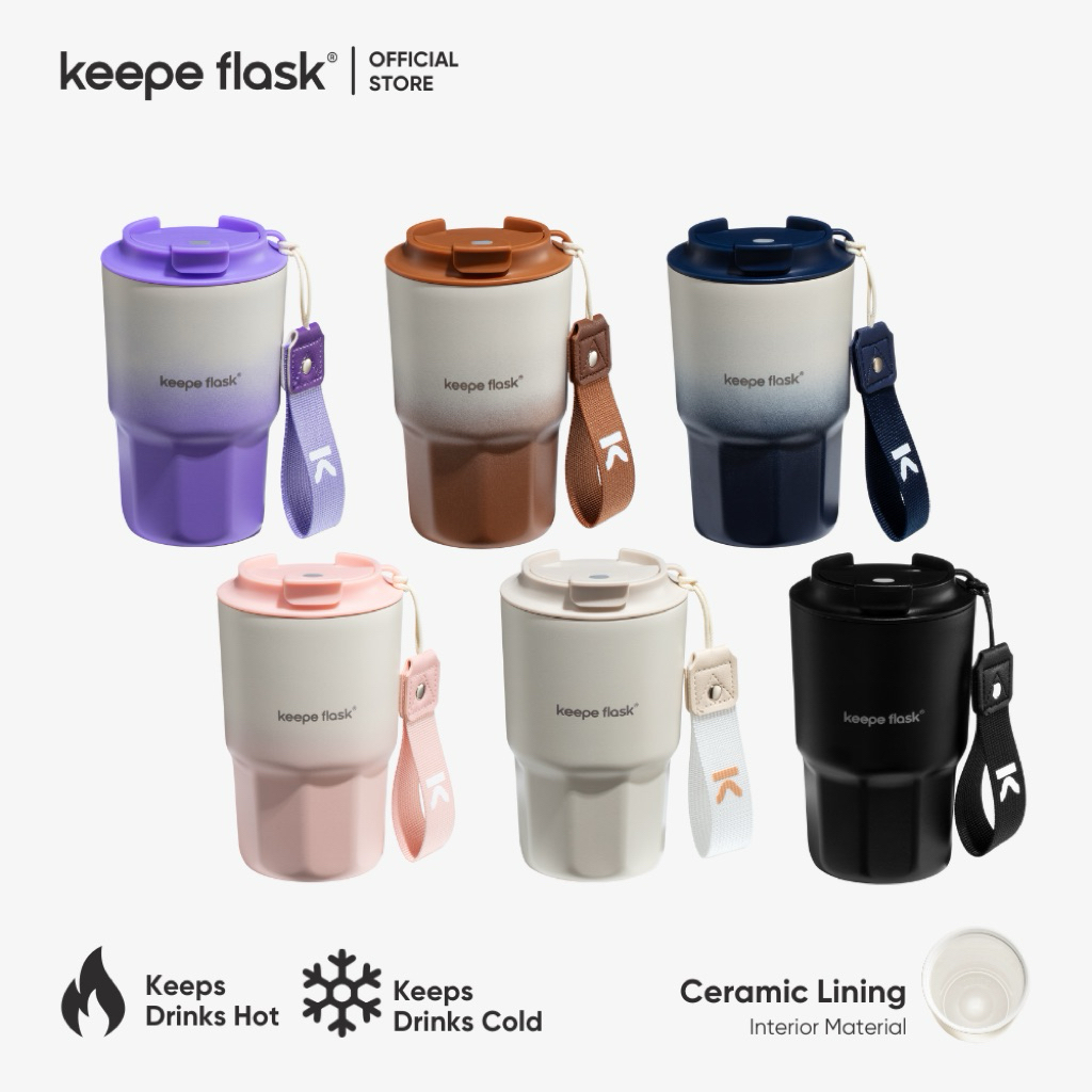 (NEW) Keepe Flask Coffee Tumbler CERAMIC LINER Double Wall Matte Vacuum ...
