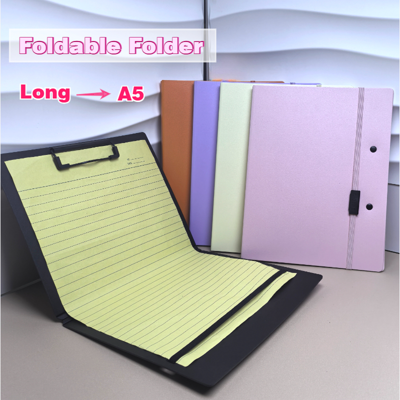 Long Foldable Folder Portable Folding Clipboard FC to A5 File Folder ...