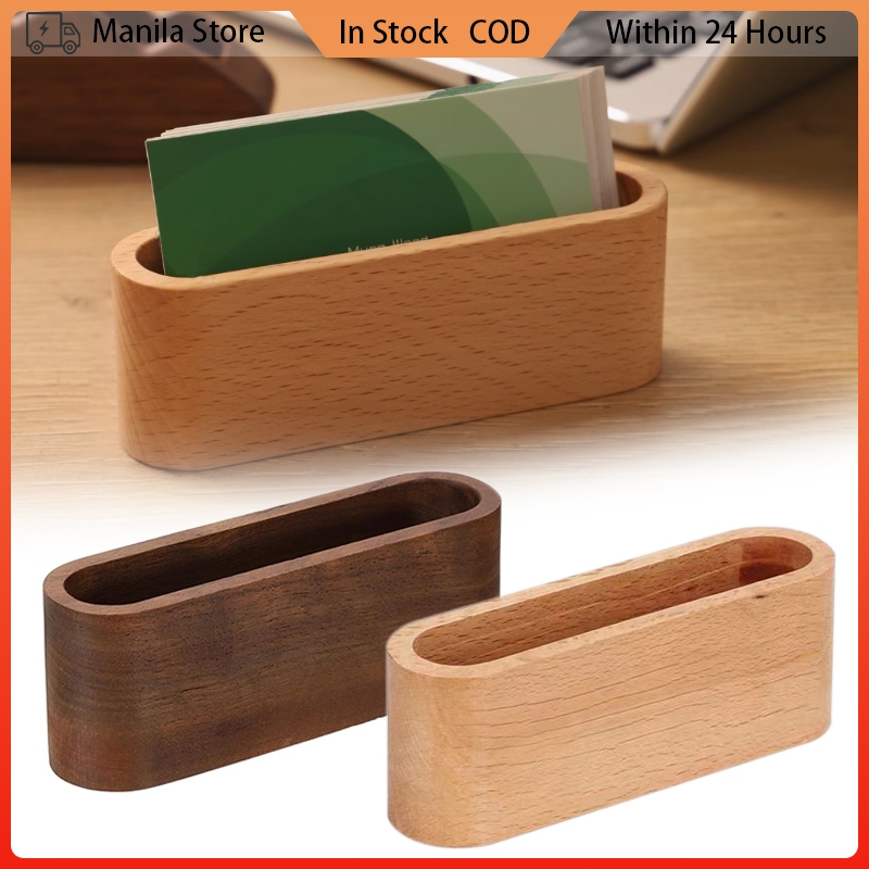Wood Name Card Display Stand Front Desk Business Card Holder Stationery ...