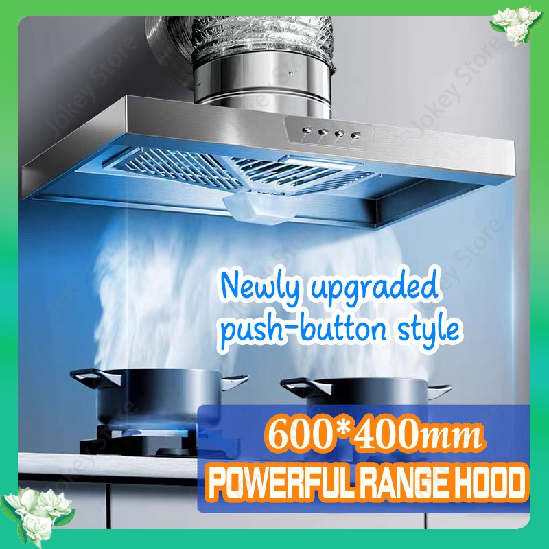 Stainless steel range hood with lights wall-mounted ventilation fan ...