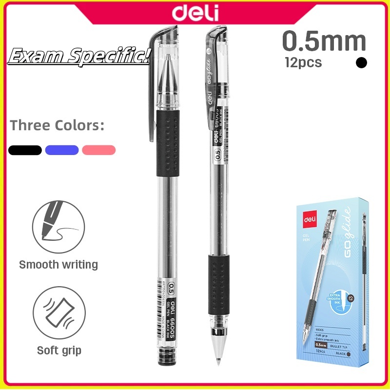 Deli 0.5mm Writing Gel Pen Student Exam Specific Sign Pen Office School ...