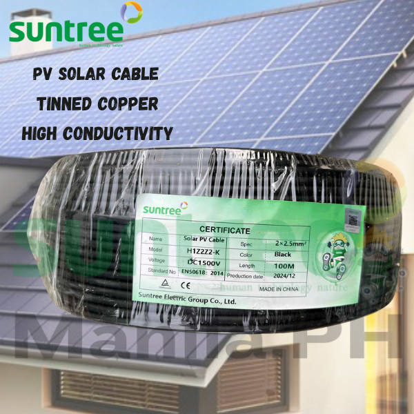 Suntree 100 Meter 1 Roll PV cable solar cable 2.5mm2 4.0mm2 6.0mm2 twin ...