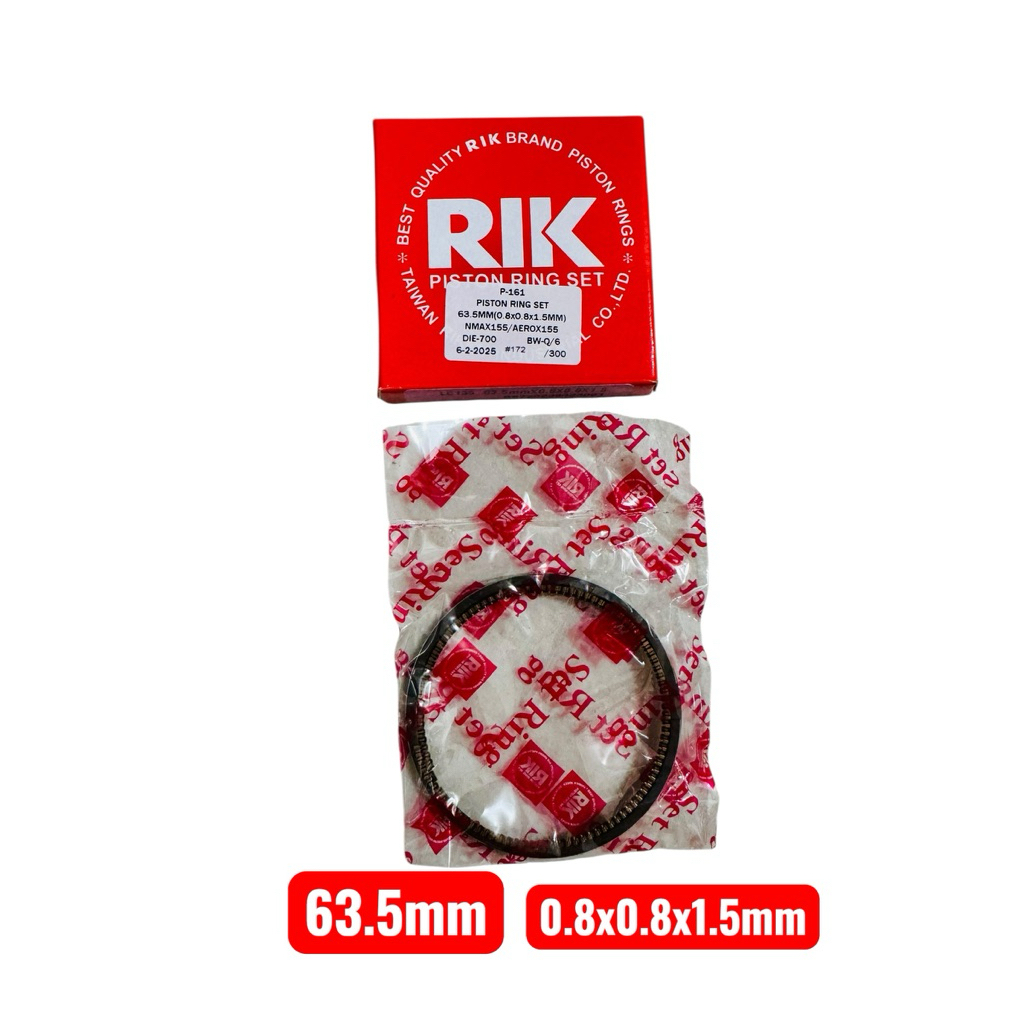 RIK PISTON RING 63.5mm 0.8x0.8x1.5mm AEROX155V1/V2/ NMAX155 V1/V2/V2.1 ...