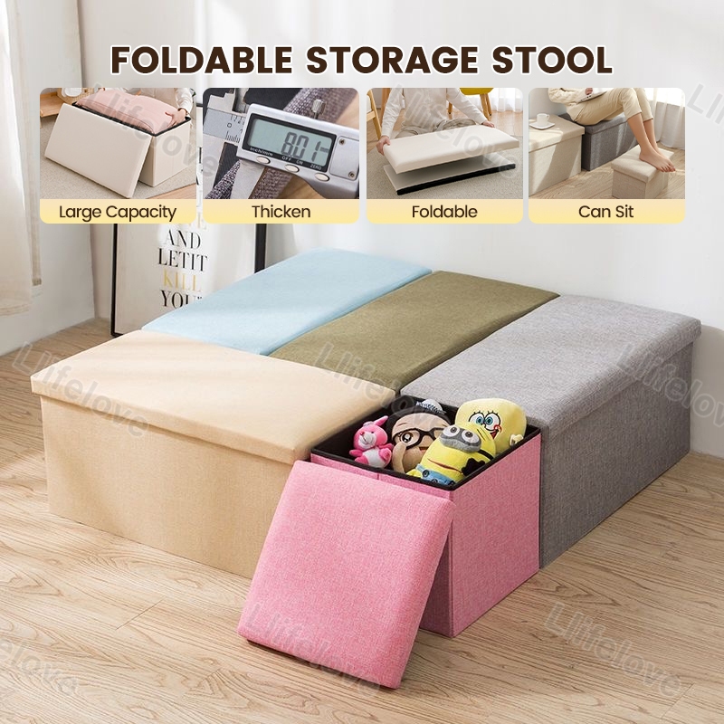 Rectangular Storage Stool Ottoman Storage Stool Sit Sofa Foldable ...