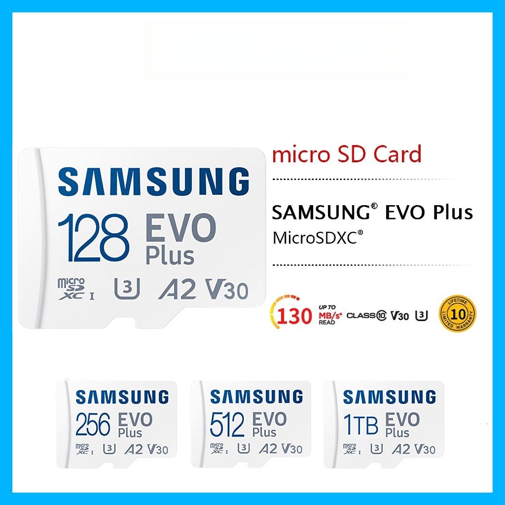 Sam_sung EVO PLUS Class 10 White Micro SD Card Memory Card 128GB/256GB ...