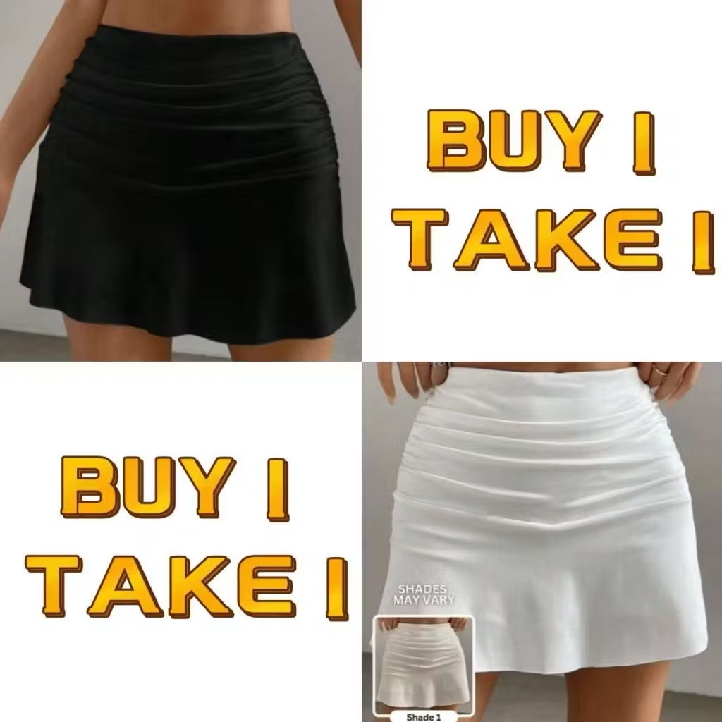 Buy1 Take1 Casual Skater Skort Ruffled Hem Highwaist Mini-Skirt with ...