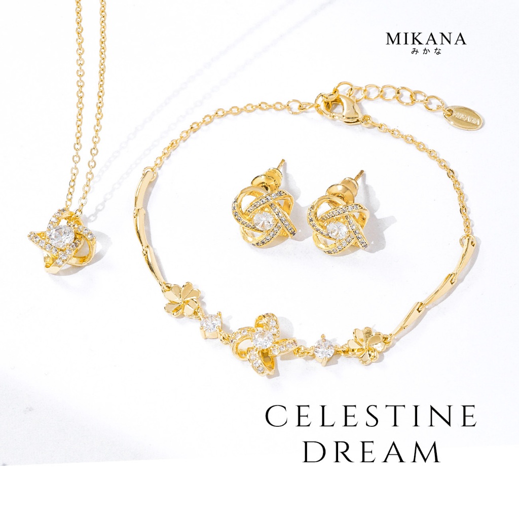 Mikana Party Celestine Dream Jewelry Set Gold Plated necklace earrings for  women accessories gift