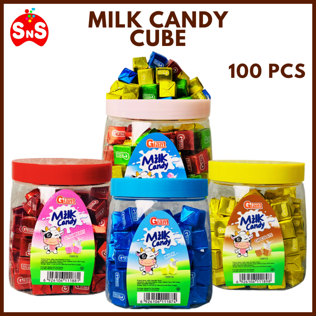 100 Pcs Milk Candy Milk Cube Mix Flavor Strawberry/Chocolate/Milk ...
