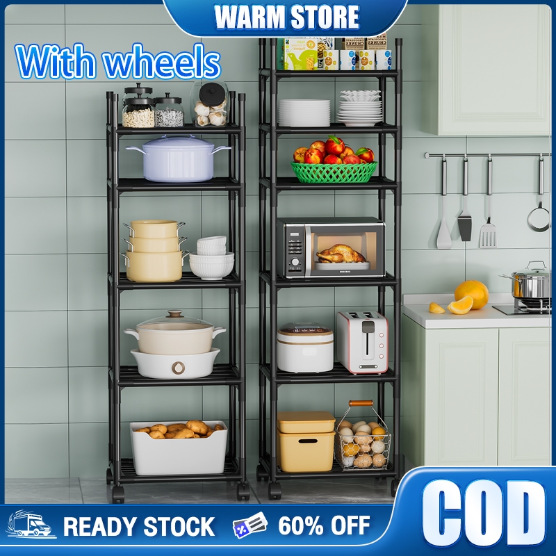 6Layer Kitchen Rack Organizer Microwave Storage Shelf Kitchen Organizer ...