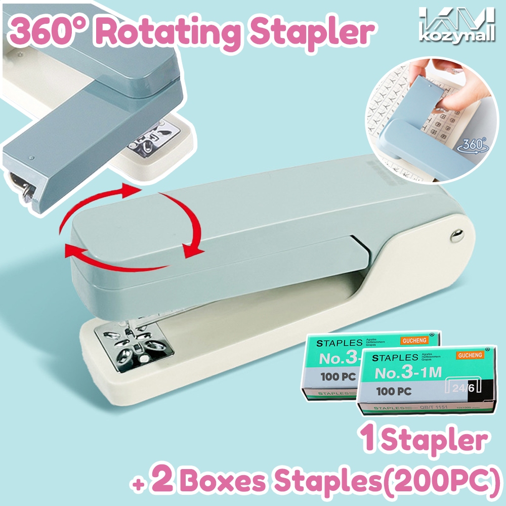 360° Metal Rotating Stapler Set Office Supplies and School Stationery ...