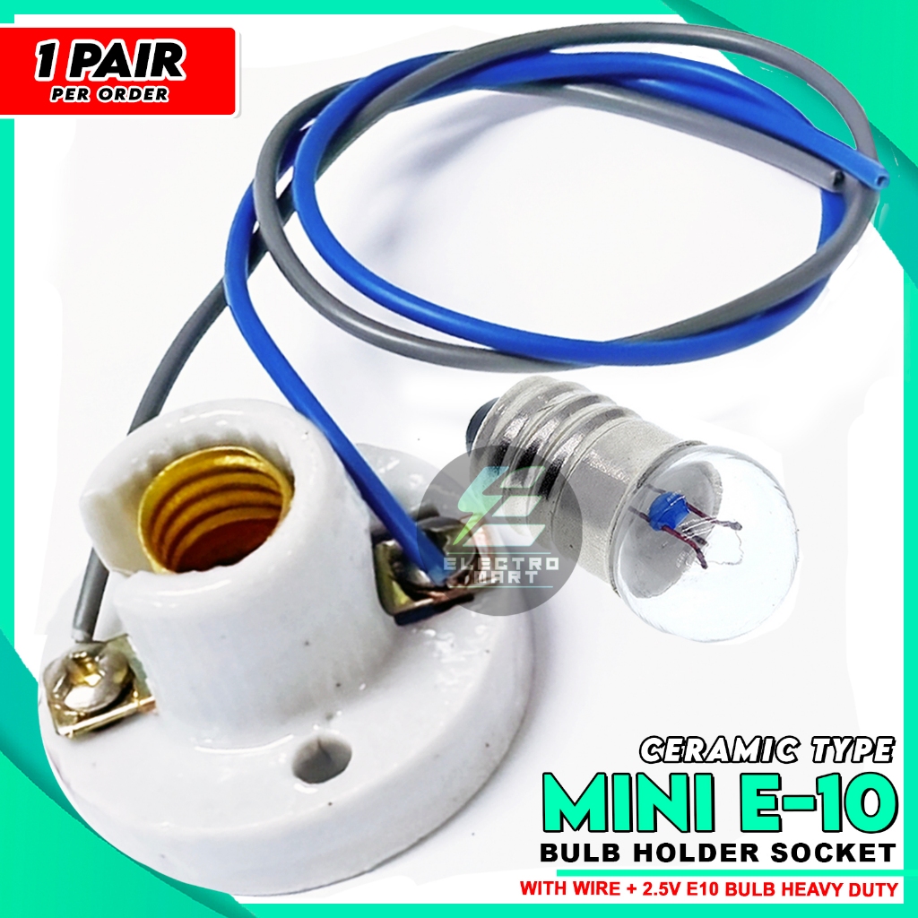 Ceramic Mini Bulb Holder Socket With Wire E-10 With 2.5V Flashlight ...