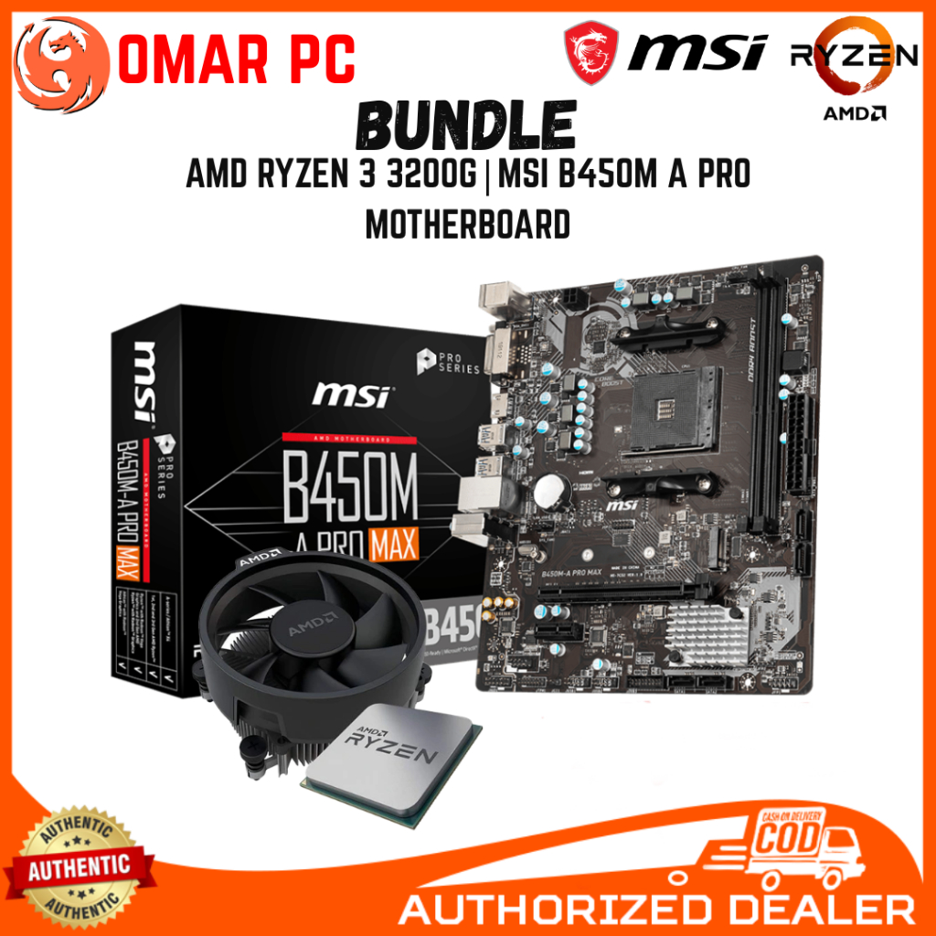 BUNDLE AMD RYZEN 3200G RYZEN 3400G MSI B450M A PRO MAX
