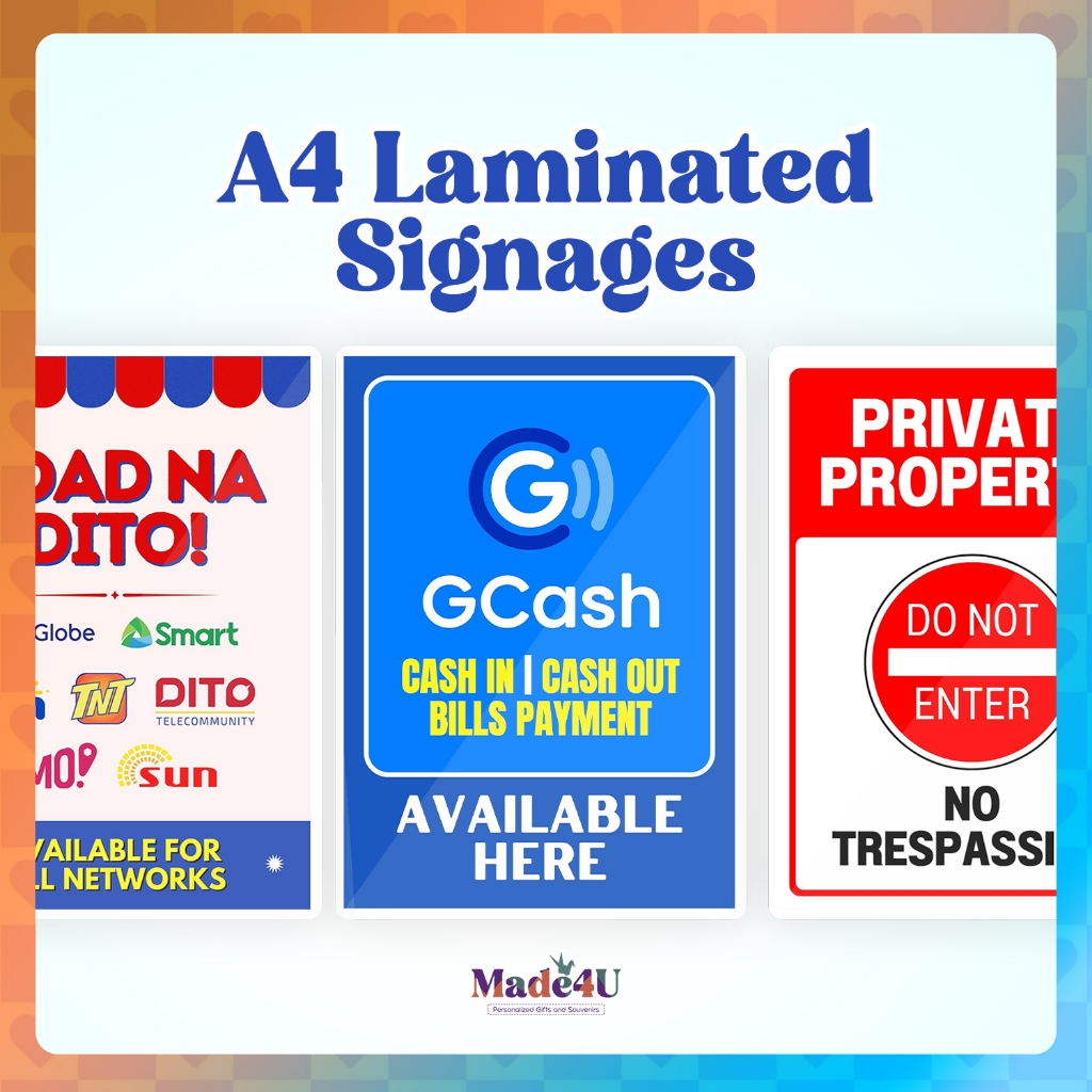 A4 Laminated Wall Signage – Ready to Use for Sari-sari Stores, Offices ...