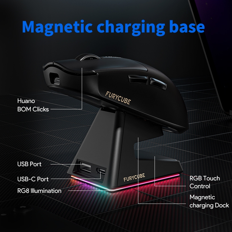 FURYCUBE G9 Gaming Mouse Wireless 2.4G High DPI Black White Mice With ...