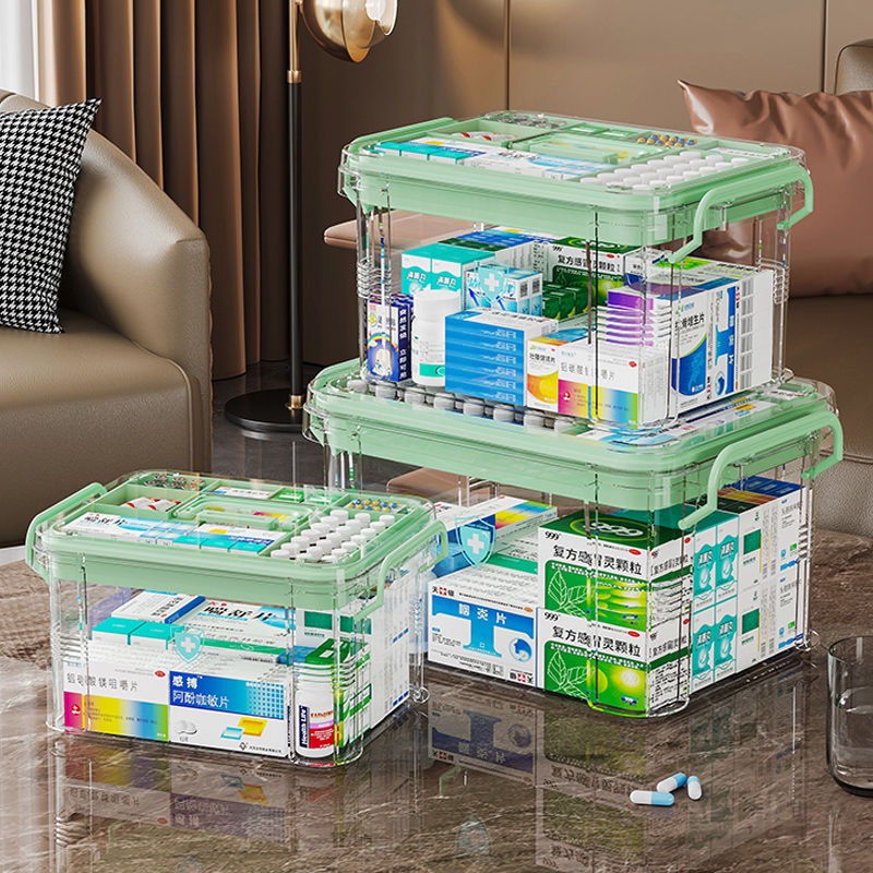First Aid Kit Box Plastic Family First aid box Foldable Medicine ...