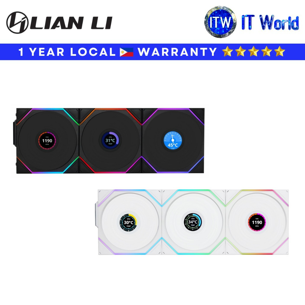 Lian Li Computer PC Fan 3x120mm UNI FAN TL Reverse Wireless LCD RGB ...