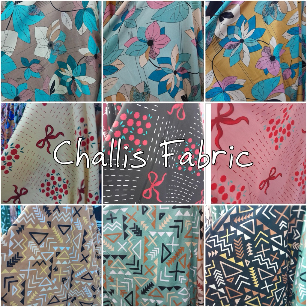 Printed Challis fabric per yar 60 inches width | Shopee Philippines