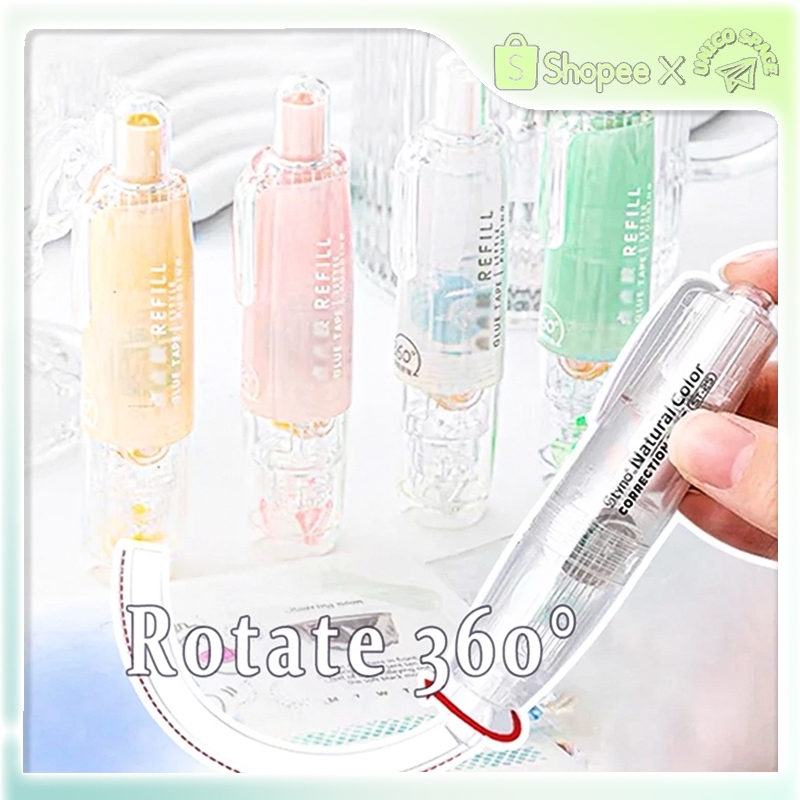 Unico Colorful 360° Rotatable Correction tape Press Type 6M Replaceable ...