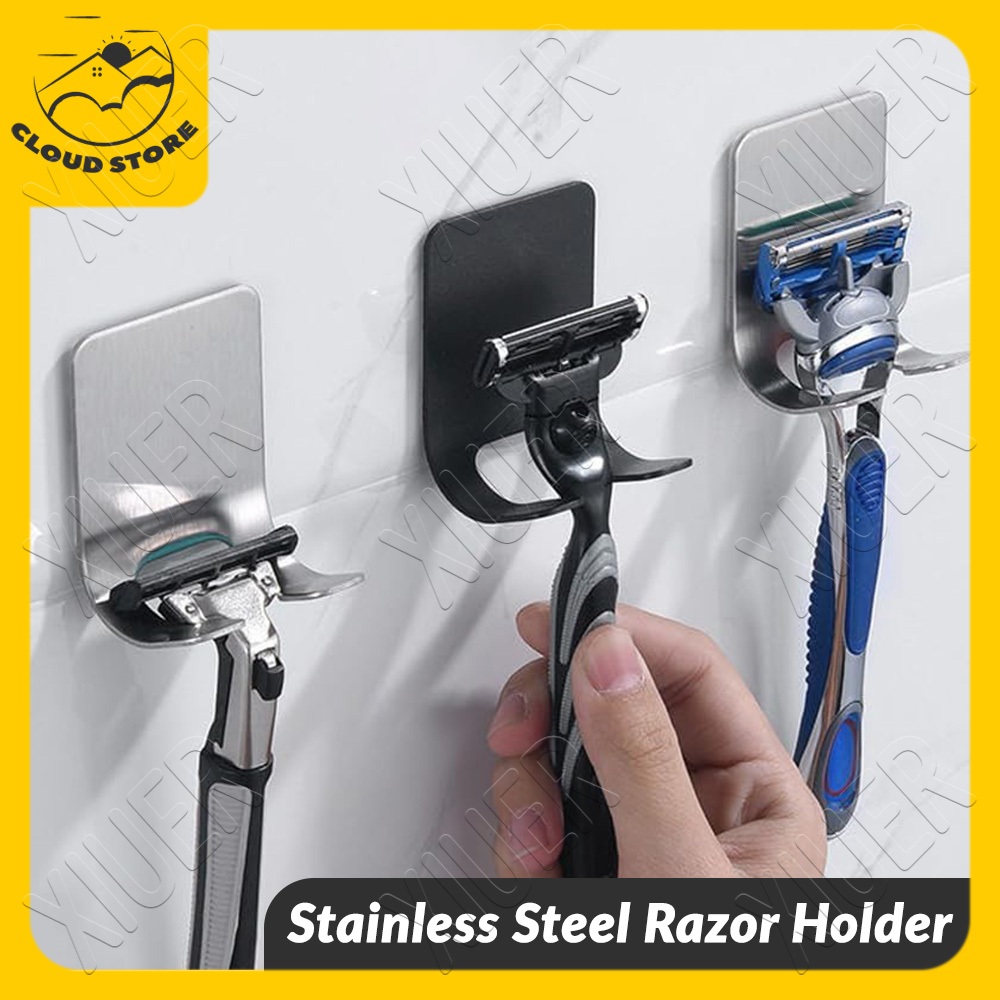 Razor Holder Shaver Hook Hanger Stand Self Adhesive Stainless Steel ...