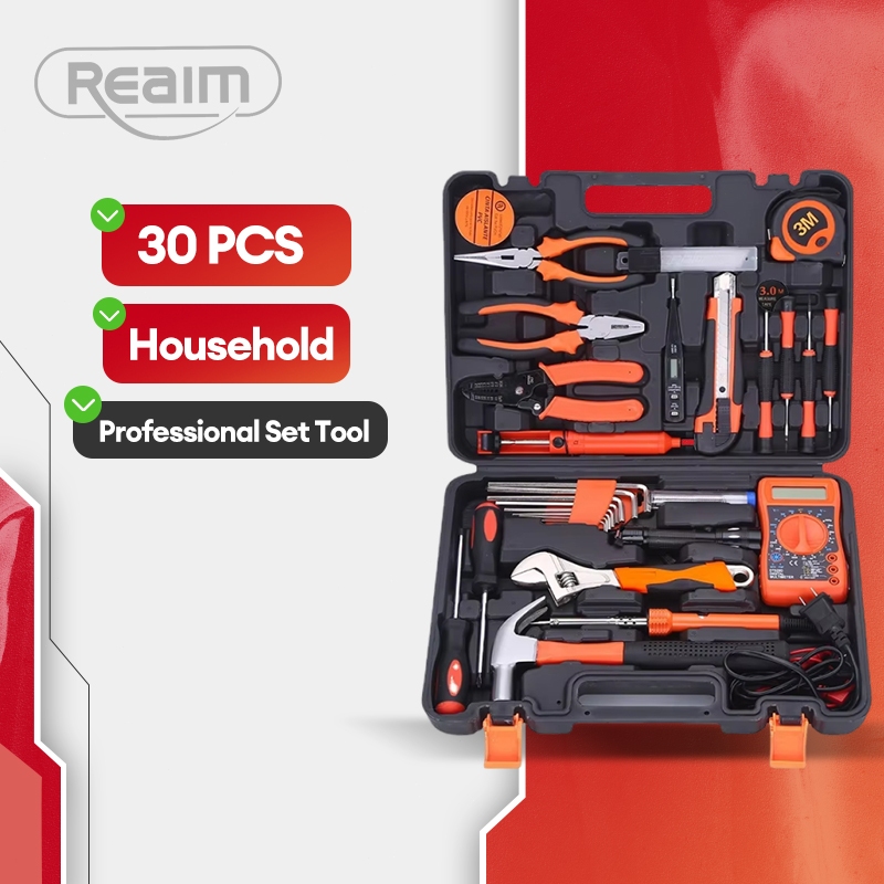 REAIM Tool Set General Household Hand Tool Kit Home Repair Mechanics ...