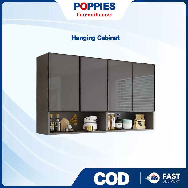 POPPIES Aluminum Kitchen Cabinet Glass Hanging Cabinet Storage Wall ...
