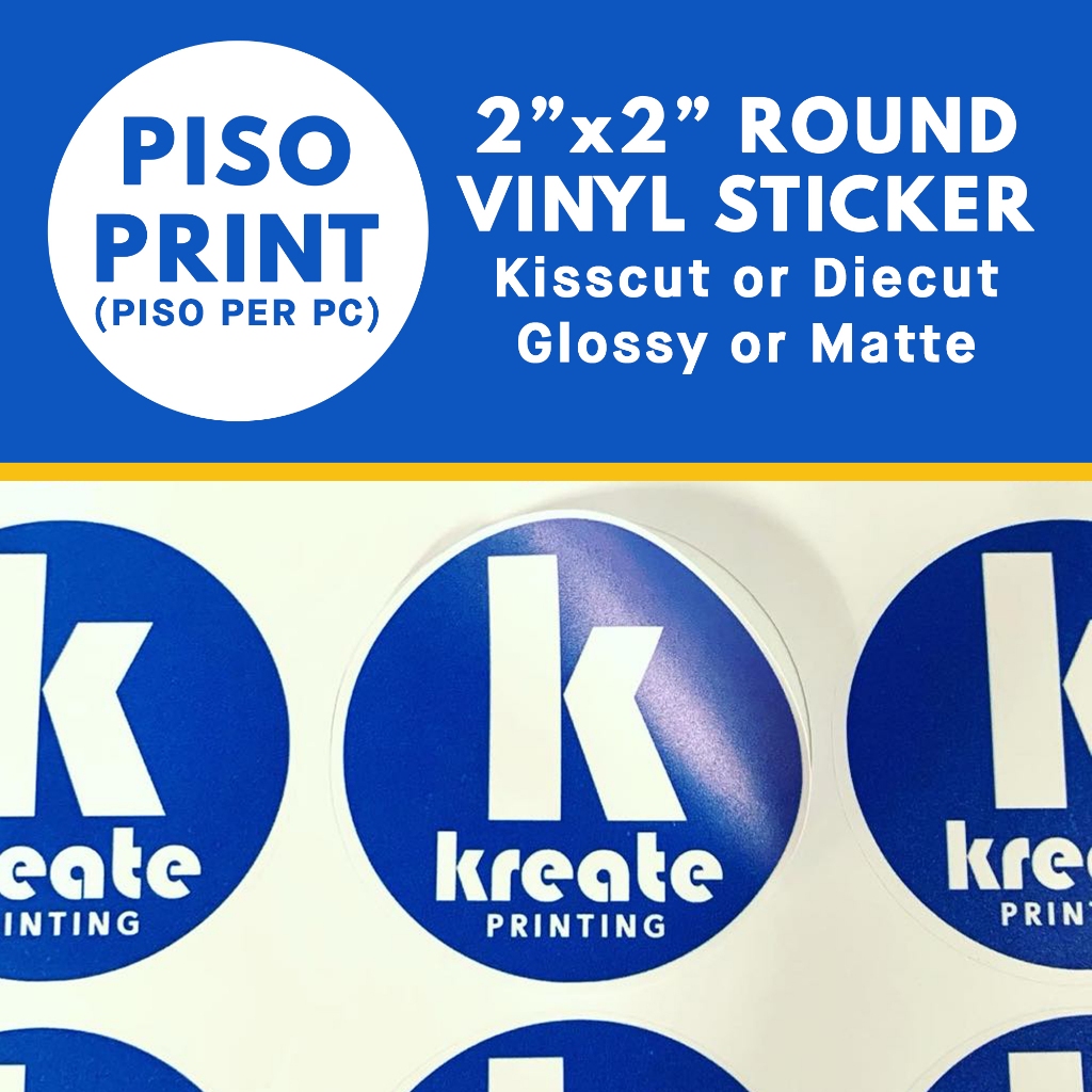 PISO PRINT (PISO PER PC) 2x2 inches Round Vinyl Sticker Label for ...