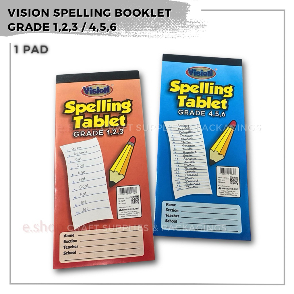 VISION Spelling Booklet Grade 1,2,3 | Spelling Booklet Grade 4,5,6 ...