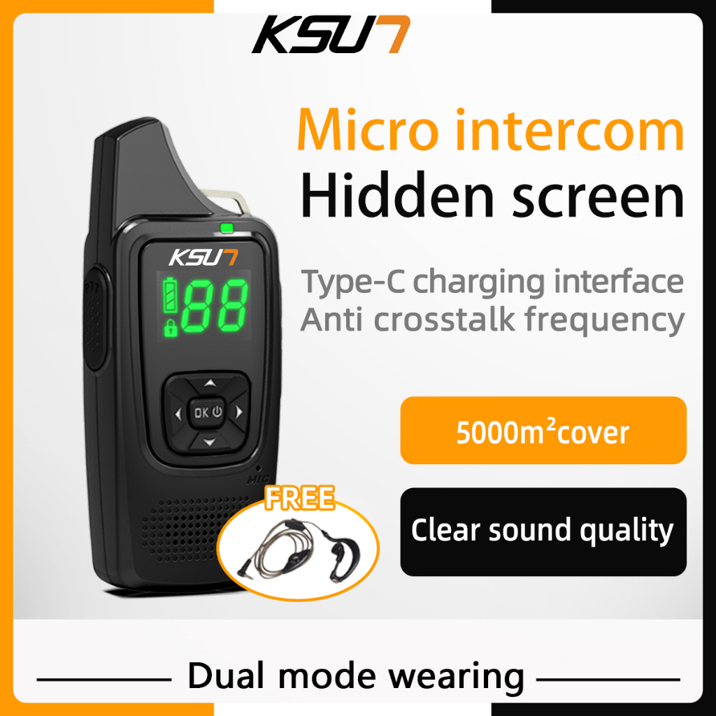 KSUN MINI Walkie Talkie V6 3KM VOX Range Radio amateur for Camping ...
