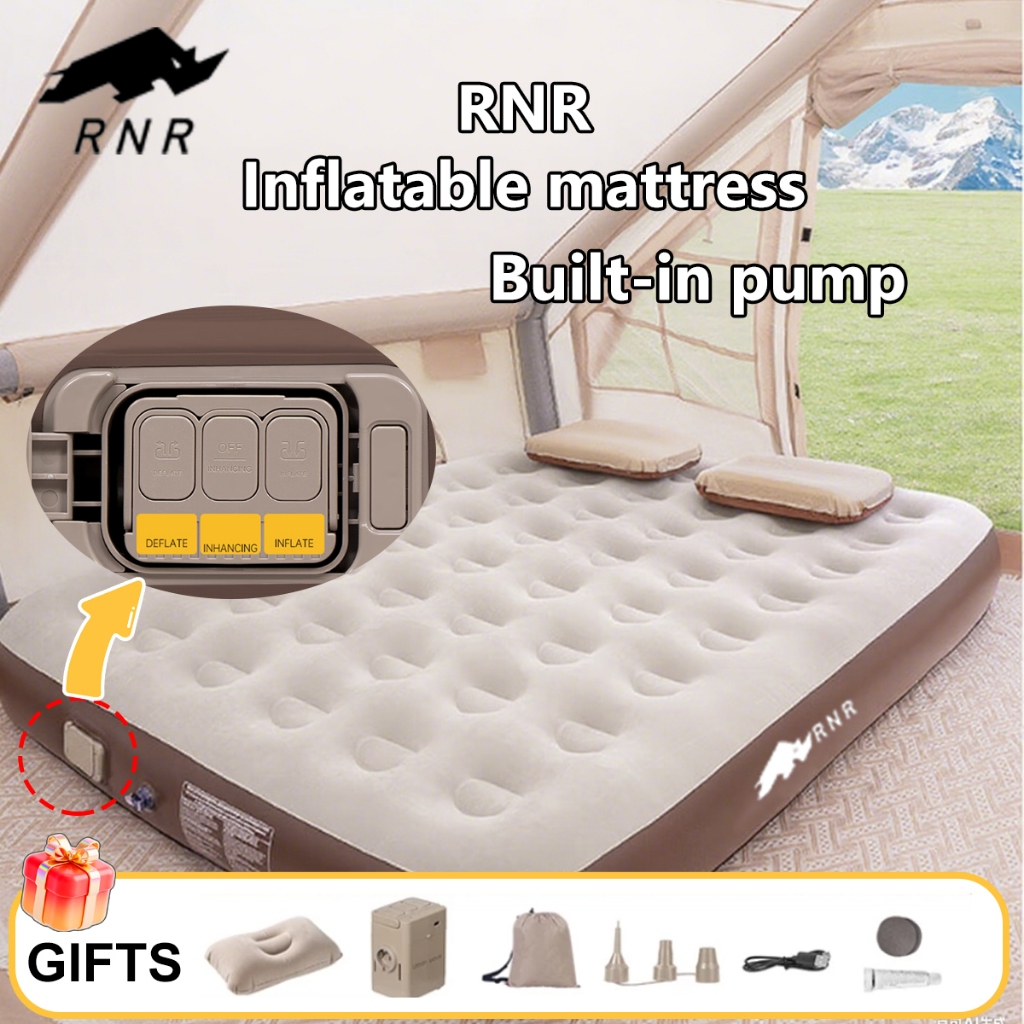 RNR inflatable bed, double inflatable bed, built-in pump, raised and ...