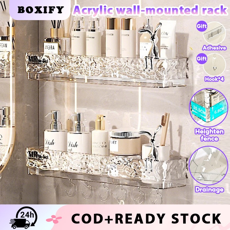 BOXIFY Acrylic Wall-mounted Storage Rack Skincare Cosmetics Organizer ...