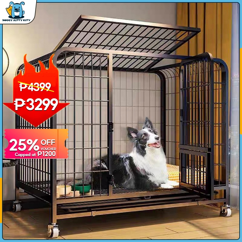 Easy Clean Dog Cage Steel Large Crate w/ Sliding Poop Tray & 4 Lock ... - Easy Clean Dog Crate Accessories