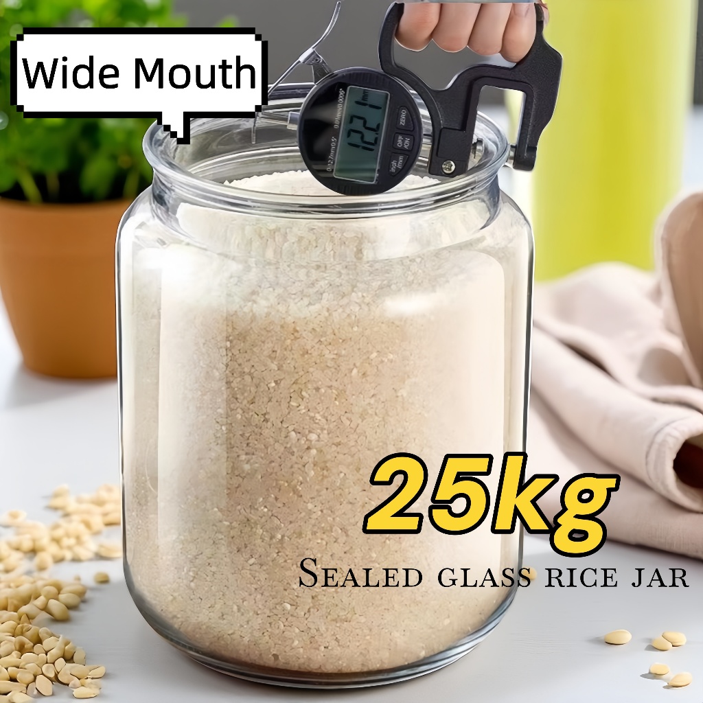 glass rice dispenser 10kg/25kilos big glass jars with lid Wide Mouth ...
