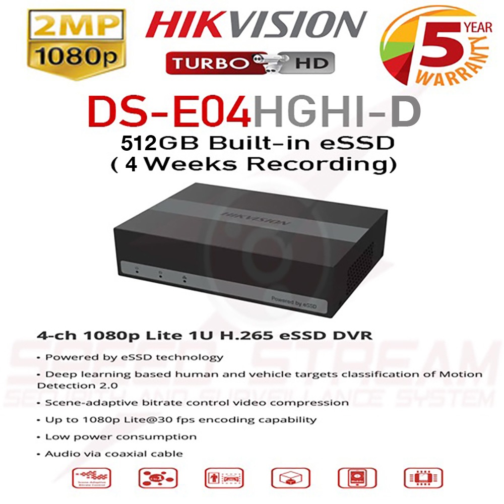 HIKVISION EDVR DS-E04HGHI-D 4 Channel 2MP DVR 512GB ESSD | Shopee ...