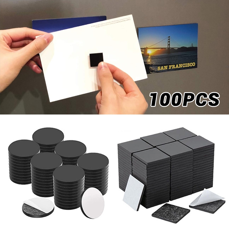 100Pcs Strong Magnetic Squares with Adhesive Backing for DIY, Art ...