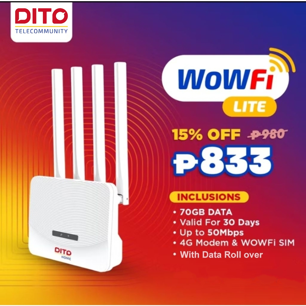 DITO HOME WIFI LITE WITH FREE 70GB DATA (PREPAID WIFI) | Shopee Philippines