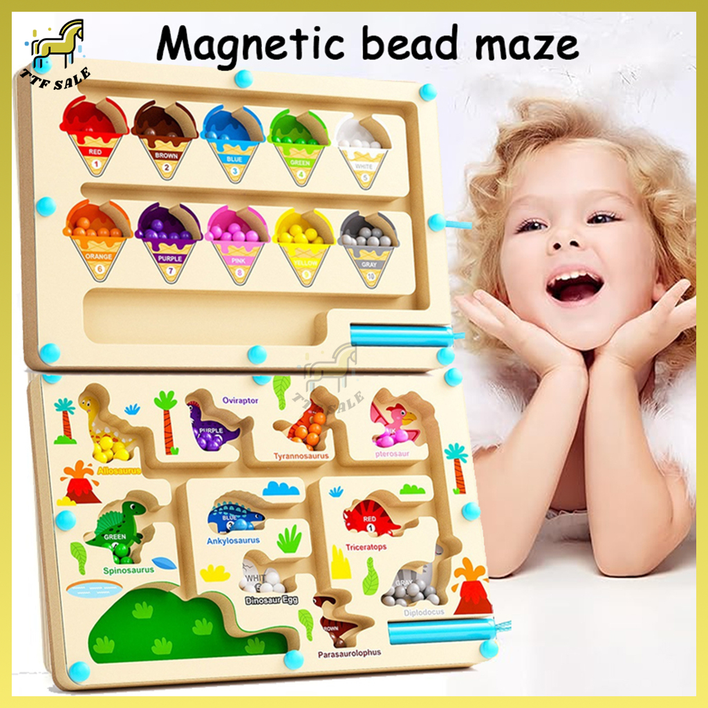 Magnetic Color Sorting Board Number Maze Kids Wooden Education Toy ...