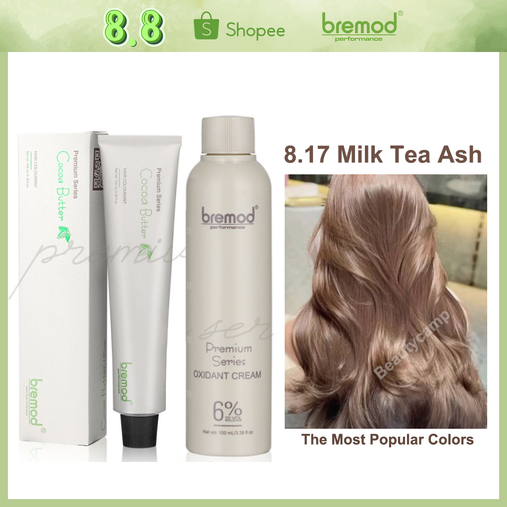 Bremod Premium 8.17 Milk Tea Ash Hair Color With Oxidizing Cream ...