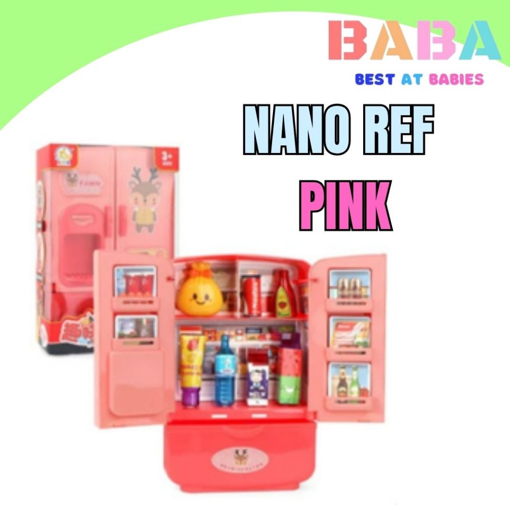 BABA Pretend Playset Nano Ref Simulation Double Door Refrigerator ...