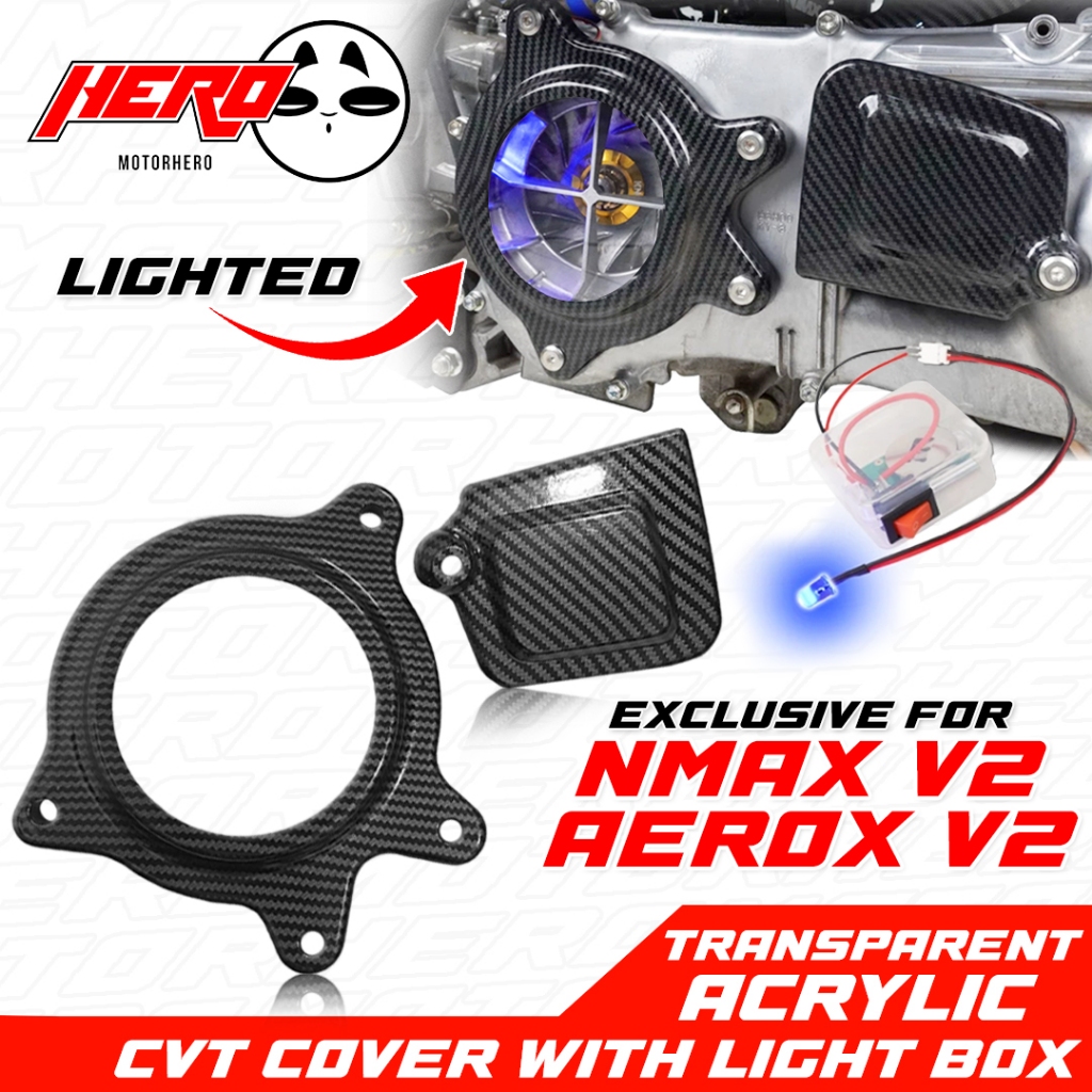 Nmax Aerox v2 Transparent Acrylic CVT Cover With Light Box And Bolts ...