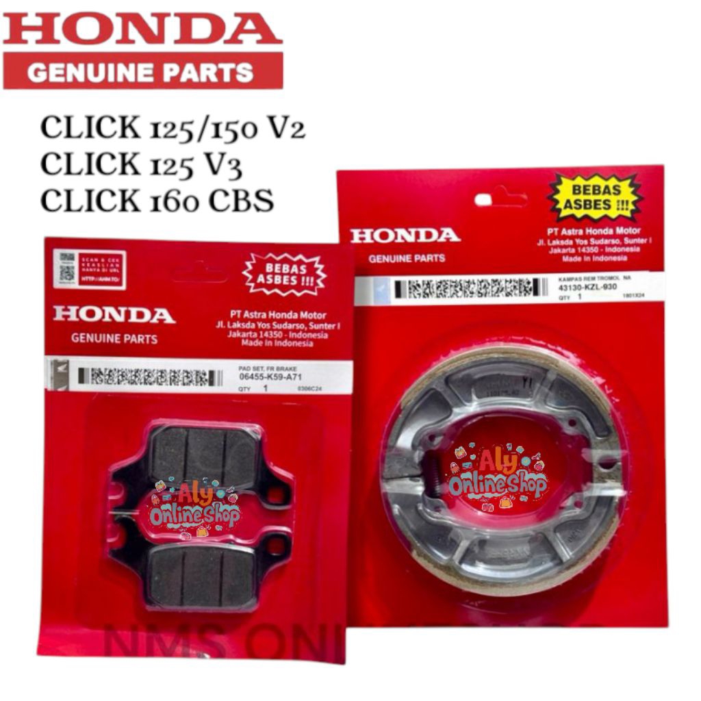 HONDA CLICK BRAKE SHOE BRAKE PAD 125 V2/V3 |150 V2 | 160 CBS | Shopee ...