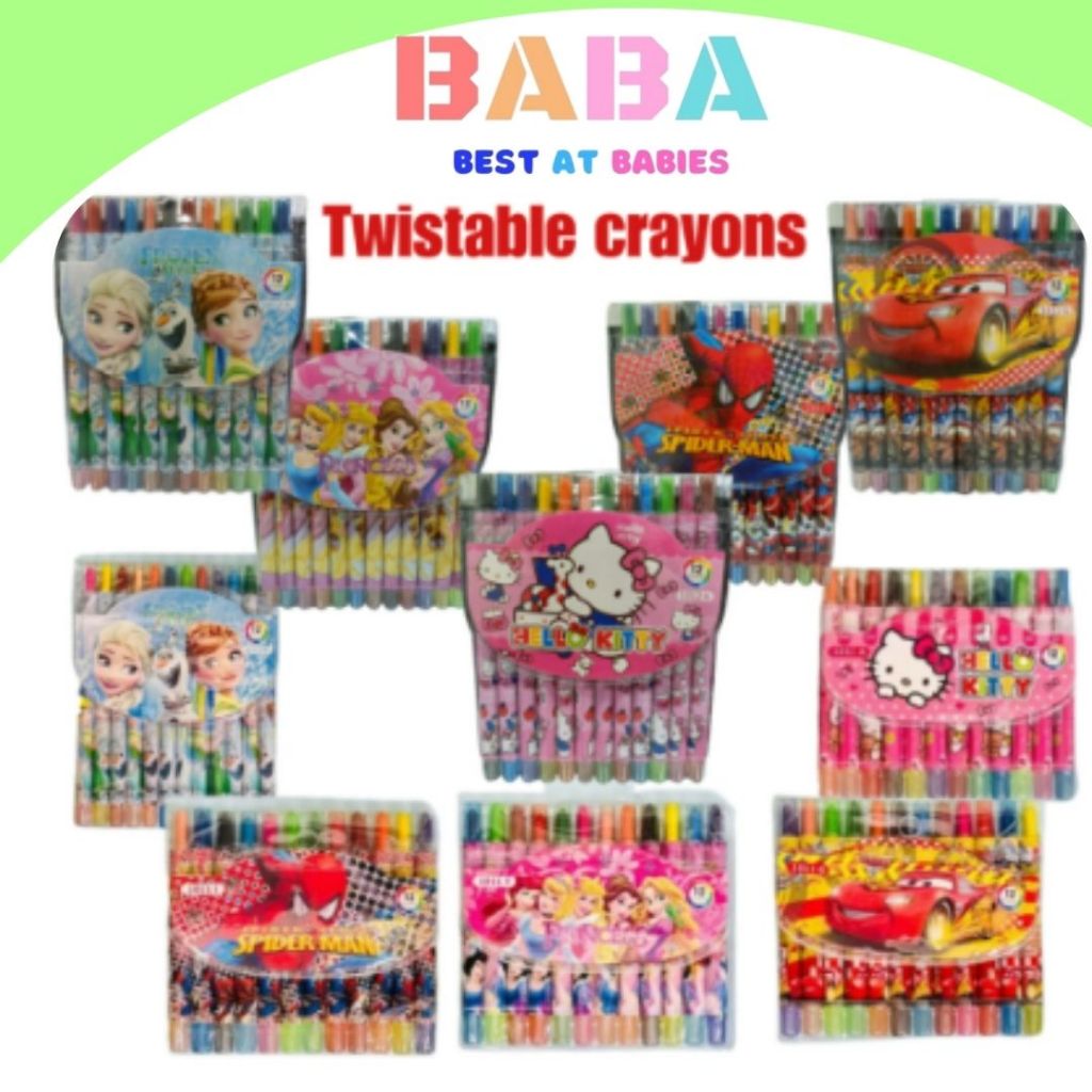 BABA Big & Mini Character twistable crayon set for kids Art & Crafts ...