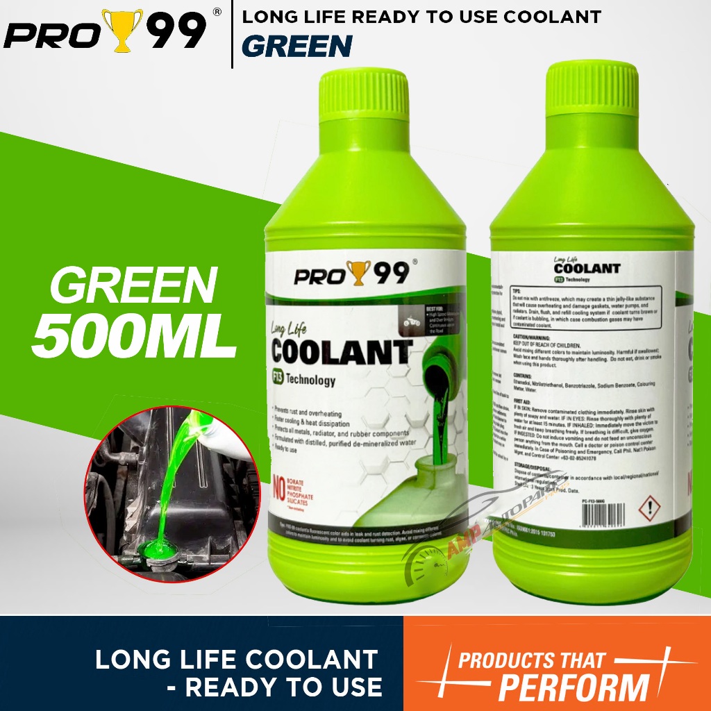 Pro-99 Long Life Antifreeze Coolant Ready to Use Green - 500ML | Shopee ...