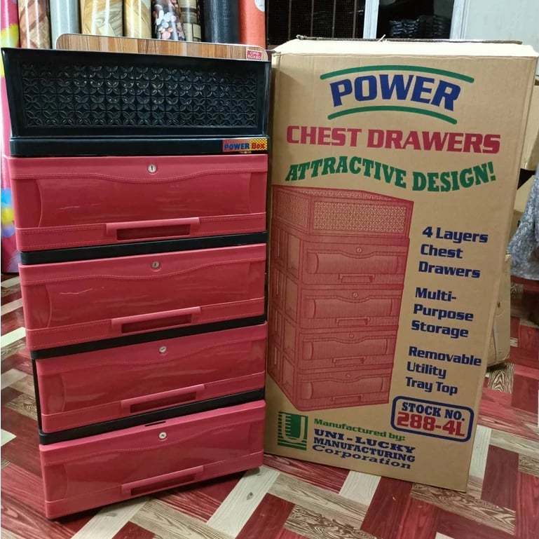 (RANDOM COLOR) DRAWER UNI-LUCKY POWER BOX 4 Layer Chest Drawer With ...