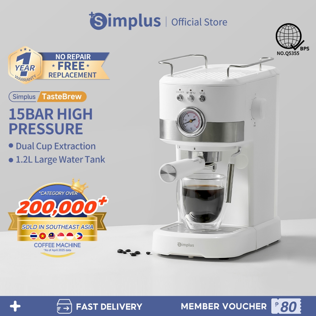 Simplus Espresso Coffee Machine Semi-Automatic 15Bar High Pressure ...