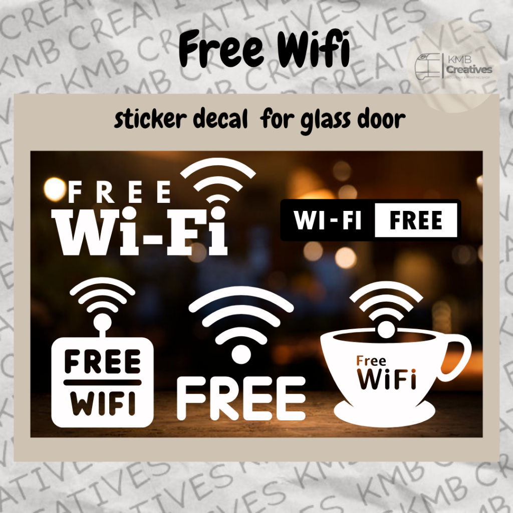 KMB | Free Wifi Sticker Decal for Glass Door | Shopee Philippines