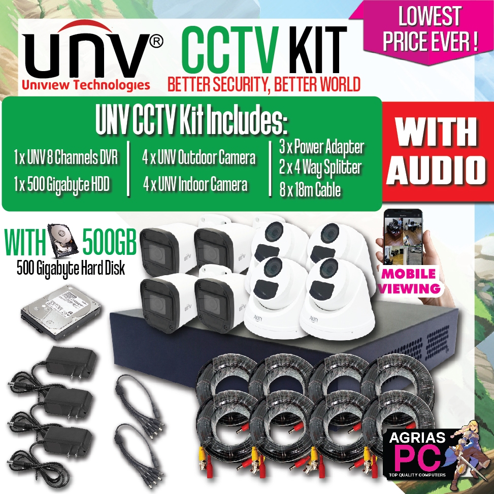UNV CCTV KIT WITH AUDIO / 8 CAMERAS / BRAND NEW DVR 8 Channel / WITH ...