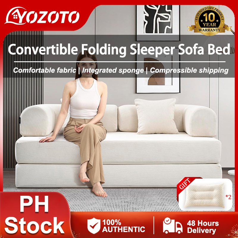 YOZOTO Sofa Bed 4-in-1 floor foldable sofa bed with L-Shaped Armrests  Convertible Folding Chair Bed