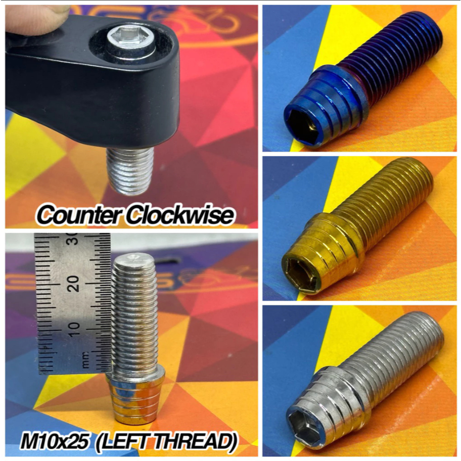 Left Thread (Counter Clockwise) Sidemirror bolt (Per Piece) | Shopee ...