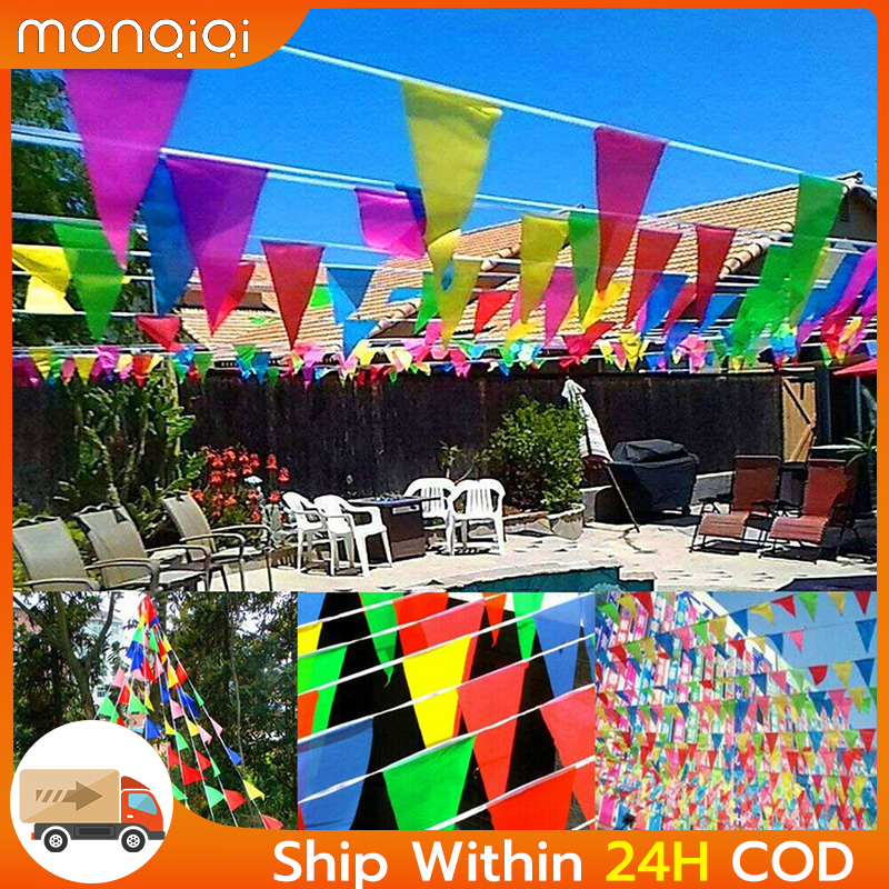 100 Meter Multicolor Fiesta Flag Nylon Pennant Banner Plastic Triangle ...